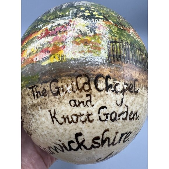Hand Painted Ostrich Egg Shakespeare's Home Anne Hathaway Cottage Straford Avon - Picture 11 of 12